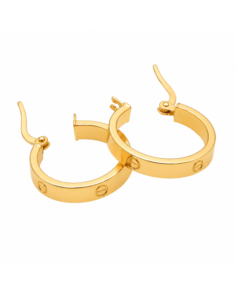 Real Gold Round GZCR Medium Clip Earring Set 5853 E1742