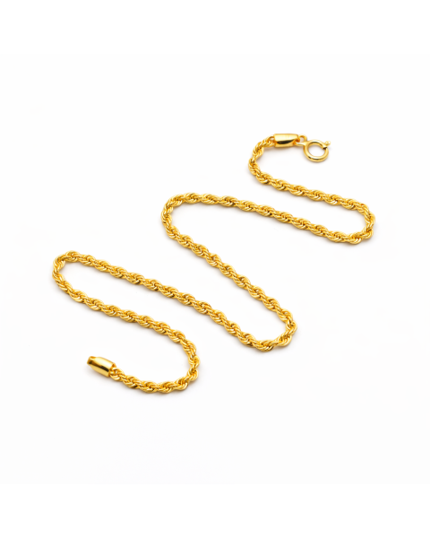 Real Gold Plain Rope Chain Bracelet (18 C.M) - Model 7130 BR1865
