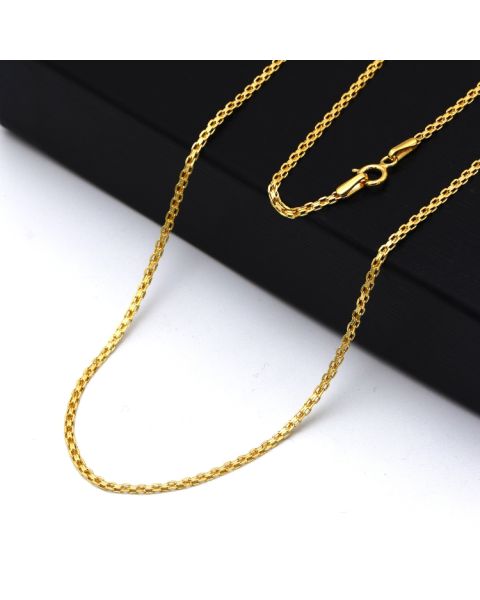Real Gold Plain Flat Chain Necklace 4565 (40 C.M) CH1264