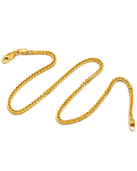 Real Gold Square Wheat 2 MM Bracelet 3421 (17 C.M) BR1868