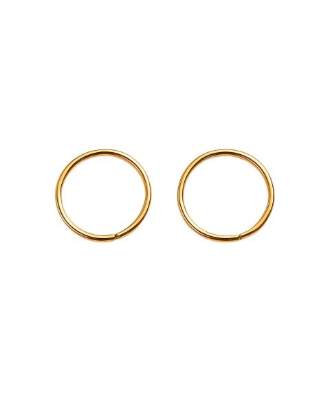 Real Gold Round Plain Loop Earrings Set (1.3 cm) - Model 0008/10/10M E1940