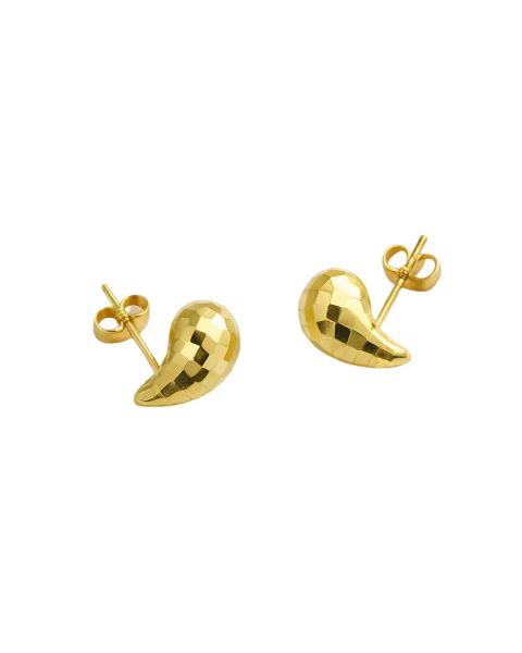 Real Gold Bee Comb Teardrop Stud Earrings Set - Model 6898-25-DC2 E1930