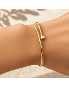 Real Gold Thin Plain Infinity Bangle Imperial Crest 0086 - (SIZE 17) BA1564