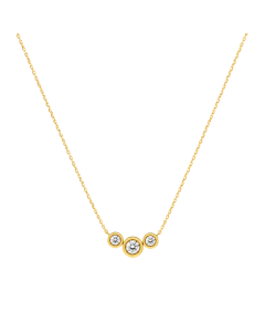 Real Gold 3 Movable Stone Adjustable Size Necklace - Model 0134 N1434