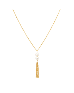 Real Gold 2 Pearl Adjustable Size Necklace (45 cm) 0434 N1509