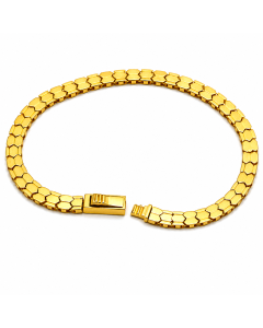 Real Gold Solid Hexagon Snake Scale Link With Clasp Lock Bracelet (17 C.M) 0496 BR1919