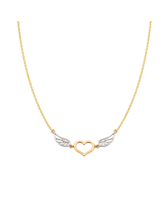 Real Gold 3 Color Heart with Wings Chain Necklace (45 C.M) 1600 N1550
