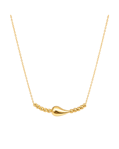 Real Gold 10 Balls With Teardrop Adjustable Size Necklace (40 + 5= 45 C.M) 1675 N1491