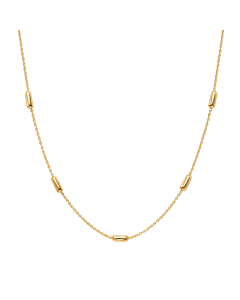 Real Gold Textured Square Roller With 5 Beads Balls chain Adjustable Size Necklace (40+5 = 45 C.M) 2285 DC N1552