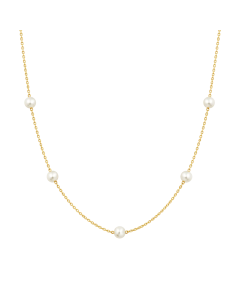 Real Gold 5 Pearl Adjustable Size Necklace (45 cm) 2487 N1516