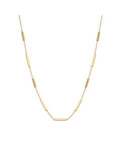 Real Gold Square Roller With 5 Beads Balls chain Necklace (40 C.M) 2663 N1547