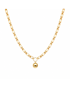 Real Gold GZTF Hardware Round Dangler 9 MM Plain Ball Necklace 5103 (45 C.M) N1562