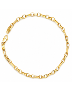 Real Gold 3 MM Thick Cable Link Chain Bracelet Unisex 5662 (17 C.M) BR1720