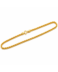 Real Gold Plain Rope Chain Bracelet (17 C.M) - Model 7130 BR1827