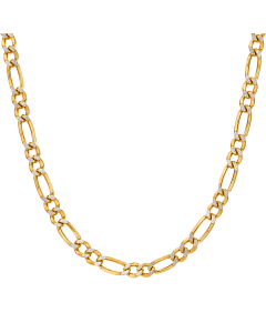Real Gold Two Tone Figaro Solid Link Chain Necklace Unisex Imperial Crest 7586 (60 C.M) CH1246
