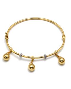 Real Gold 2 Color Dangler 3 Teardrop Bangle (Size 15) 0854 BA1616