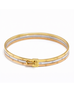 Real Gold Trinity Round Bangle Imperial Crest BLZ0367-1-3C (Size 15) BA1626