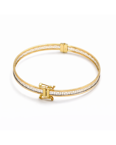 Real Gold 2 Color Maze Hoop Bangle 0628 - (SIZE 17) BA1523