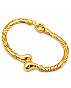 Real Gold Twisted Chunky Teardrop Luxury Stone Bracelet CVB 0626 (17 C.M) BR1837