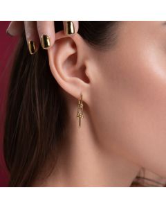 Real Gold GZTF Hardware With Real TF Lock Solid Hanging Clip Earring Set 0372-4 E1824