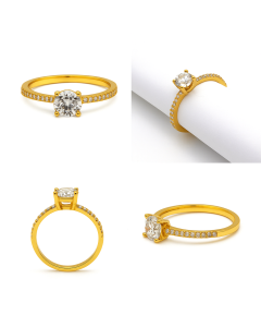 Real Gold Solitaire Luxury Stone Ring 0236 (Size 6) R2705