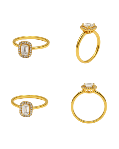 Real Gold Rectangle Covered Luxury Stone Ring 0468 (Size 6) R2709