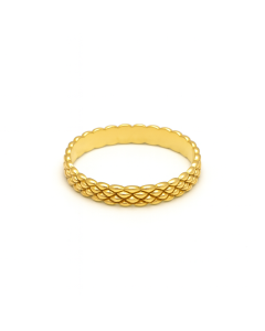 Real Gold Plain Beads Twisted Unisex Engagement Ring 1066 (Size 6) R2845