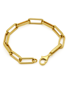 Real Gold Maze Hoop Paper Clip Bracelet CVB 0502-1BL (17 CM) BR1813