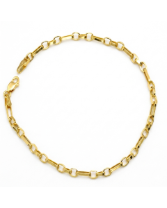 Real Gold 3 MM Thick Cable Link Chain Bracelet Unisex 5662 (19 C.M) BR1887