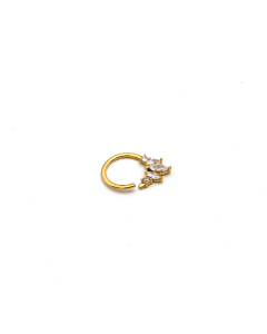 Real Gold Button Nose Ring Piercing With Oval Stone 0009 NP1021