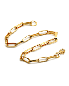 Real Gold Thick Link Paper Clip Solid Chain Bracelet CVB498 (16 C.M) BR1844