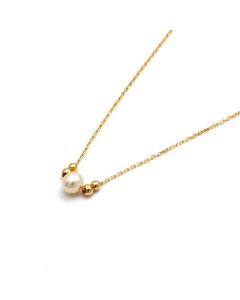 Real Gold 1 Small Pearl with 4 Beads Adjustable Size Necklace (45 cm) 2500 N1515