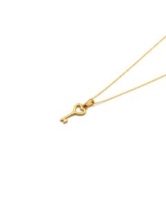Real Gold Pendant with Two Heart and Key Design - Model 0295 CWP 1945