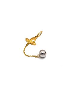 Real Gold 2 Color Dangler Ball with Flower Pendant 2481 P 1919