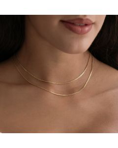 Real Gold Plain Flat Chain Necklace 4565 (40 C.M) CH1264