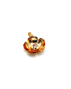 Real Gold 3D Flower Cup With Center Stone Pendant 0918 P 1848