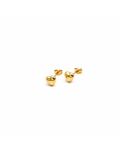 Real Gold 3D Small Heart Plain Earrings Set 0114 E1974