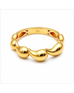 Real Gold Five Bubble Teardrop Ring 0711 (SIZE 6) R2892
