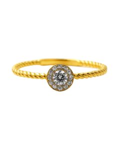 Real Gold Rope Twisted Luxury Stone Ring 0377 (SIZE 8.5) R1973