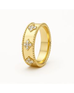 Real Gold Elegant Floral Stone Ring (Size 8.5) - Model Velvet Nova 1643 R2678