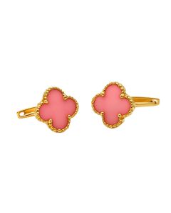 Real Gold Pink Floral Clip Earring Set - Model Velvet Nova E1922