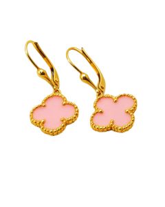 Real Gold Pink Hanging Clip Earring Set - Model Velvet Nova E1921