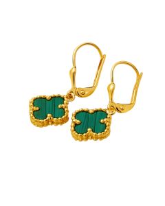 Real Gold Green Floral Hanging Earring Set - Model Velvet Nova E1918
