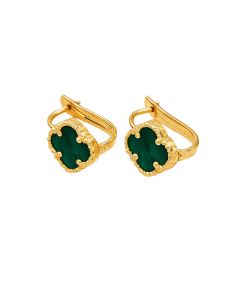 Real Gold Small Green Press Earring Set - Model Velvet Nova E1919
