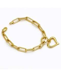Real Gold 3D Heart Paperclip Bracelet 5045 (19 C.M) BR1789