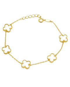 Real Gold Five Petal Adjustable Size Bracelet (19 C.M) - Model Velvet Nova 1656 BR1765