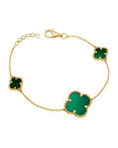 Real Gold Three Petal Green Luxe Bracelet (19 C.M) - Model Velvet Nova 1878 BR1756