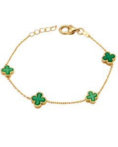 Real Gold Four Petal Green Luxe Bracelet (19 C.M) - Model Velvet Nova 1859 BR1761