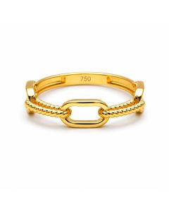 Real Gold Twisted Paper Clip Link Ring (Size 6) 7777 R2879