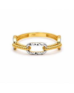 Real Gold 2 Color Twisted Paper Clip Link Ring (Size 5) 7777-YW R2884